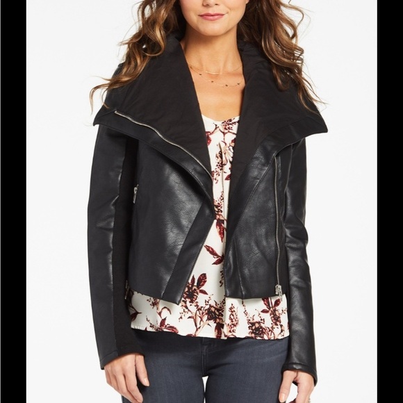 NWOT! Blanknyc Maxwell Funnel Neck Vegan Leather Jacket - Picture 1 of 13